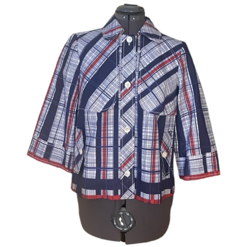 Penguin Navy Red and White Plaid Jacket Size Small